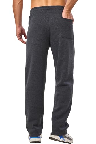 3 Pack Men's Big and Tall Sweatpants Fleece Open Bottom Loose Athletic Drawstring Sweat Pants with Pockets3
