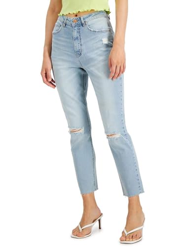 Juniors' Ripped Raw-Hem Jeans
