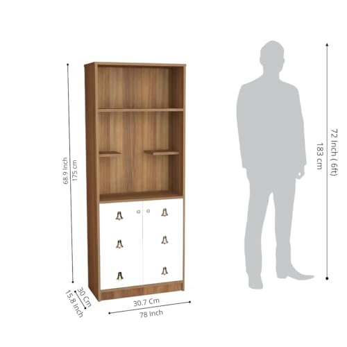 Image of OM Mandir, Temple Pooja Unit for Home with Storage Cabinet, Floor Standing Puja Room Altar,‎ Organize Spiritual Essentials & Offerings for Temple Living Room - Leon Teak 175 x 78 x 30 Cm