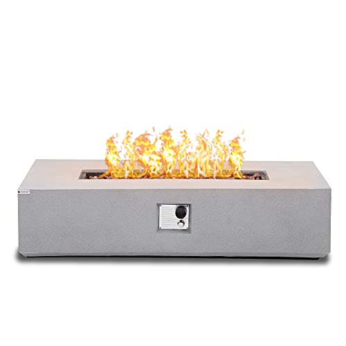 ESSENTIAL LOUNGER 56”Propane Fire Pit Table, 50,000 BTU Rectangle Outdoor Propane Fire Pit for Garden Yard Gas Fire pits for Outside Grey