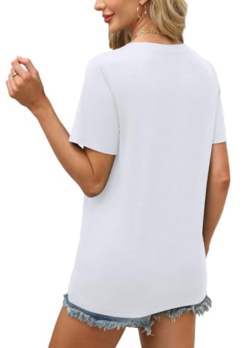 Aokosor Women’s V Neck Summer Top, White, Size 14-16 L - Image 5