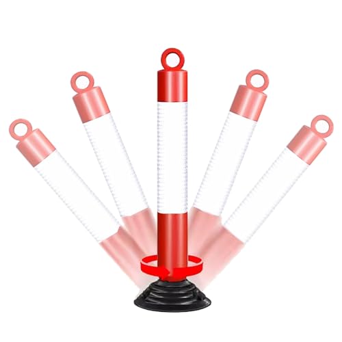 20in 31in Tall Reflective Safety Cones, Flexible Guardrail Traffic Facilities, Parking Delineator Post for Crowd Control, Barricade Cone/Isolation Pile (Color : H31in Red+White, Size : 2 Pack)