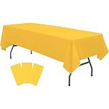 Plastic Yellow Tablecloths 3 Pack Disposable Table Covers 54 in. x 108 in. Table Cloths Bridal Showe