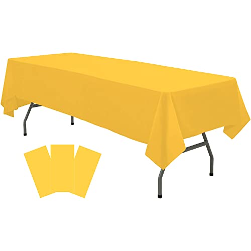 Plastic Yellow Tablecloths 3 Pack Disposable Table Covers 54 In. X 108 In. Table Cloths Bridal Shower Party Tablecovers For Parties Engagements Weddings Festivals, Fits 6 To 8 Foot Rectangle Tables #TOP5