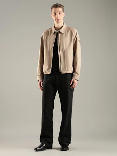Image of Solid relaxed fit polyester jacket