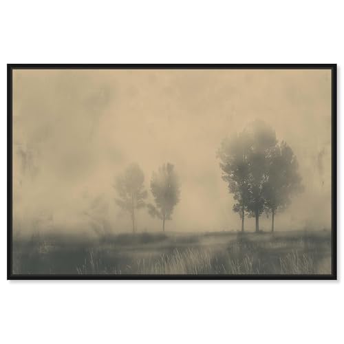 Art Remedy Lost in Foggy Trees Canvas Vintage Illustration, Black Frame, 36" x 24" by Art Remedy - Used condition - US$121.76
