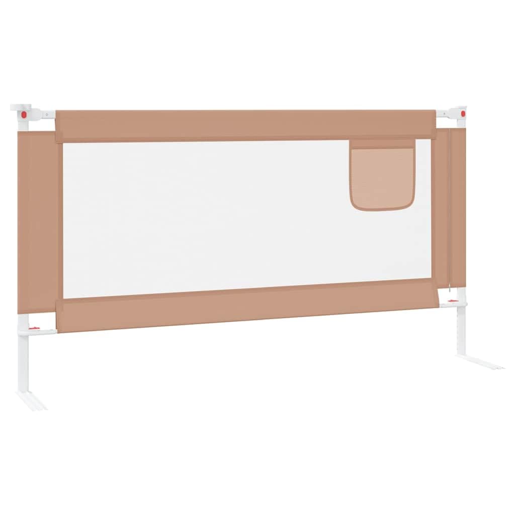 Kleinkind Bettschutzgitter Taupe 160x25 cm Stoff mit höhenverstellbarer Bettbarriere und Rausfallschutz für Kinderbett und Elternbett zur Babysicherheit im Schlafzimmer und Kinderzimmer