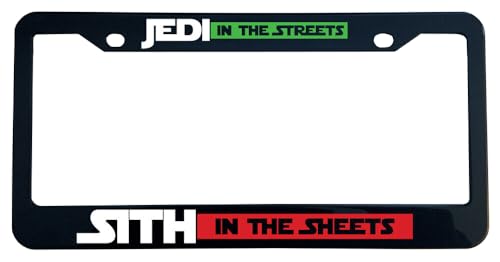 Holder for Car License Plate for Jedi in The Streets Sith in The Sheets for Star Wars Glossy Black Plate Frame