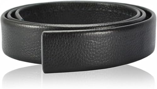 Men's Leather Ratchet Belt Strap without Buckle, Men's Cowhide Leather Belt 3.5cm Casual Round Tail Belt3