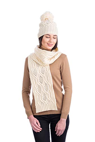 SAOL 100% Merino Wool Irish Knit Scarf for Women - One Size2