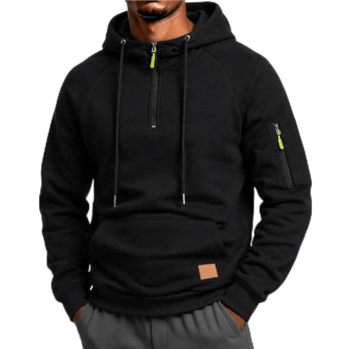 Mens Hoodies Pullover Tactical Quarter Zip Sweatshirt With Pockets - image 1