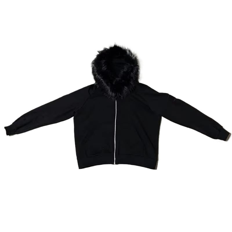ジャケット・アウター Y2K grunge cargo fur zip flight jacket Y2k Zip Up Hoodie Fur Jackets Winter Coats Teen Emo Grunge