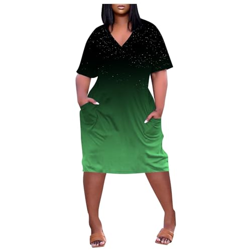 Robe t-shirt grande taille femme col en V ample pour tenue d'été et plage