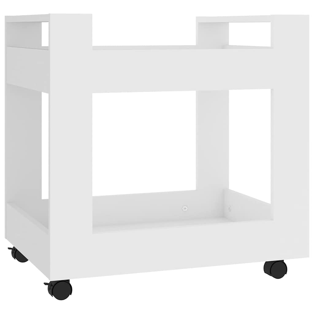 Carrello da ufficio bianco, 60 x 45 x 60 cm, in legno, con 4 ruote e 2
