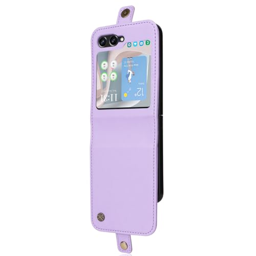 Custodia per Samsung Galaxy Z Flip 7 custodia a portafoglio con chiusura magnetica protettiva per telefono con slot per schede viola pelle