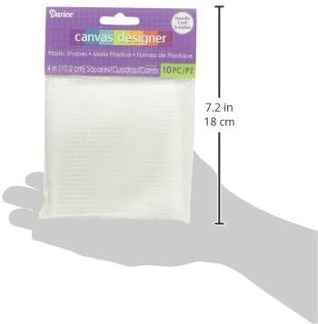 Darice 10-Piece Square Plastic Canvas Shape, 4 by 4-Inch, Clear