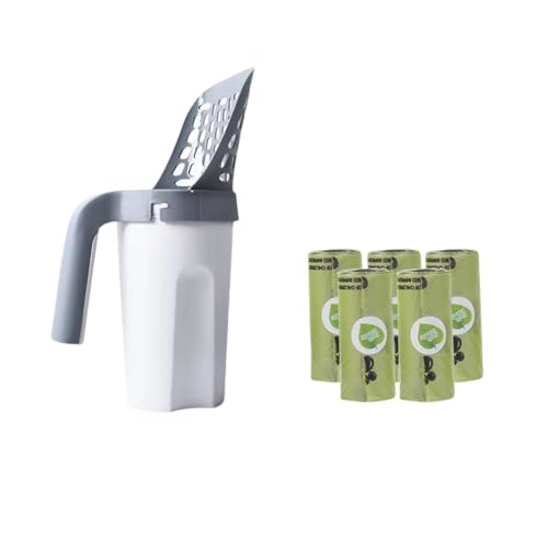 EYRMQWJPC Pulizia dei rifiuti di Animali Domestici for Gatti e Cani Distributore di Sacchetti Incorporato con Rotolo Grande capacità Gatto Senza sporcare(One Piece Cat Litter Scoop (with 5 Rolls))