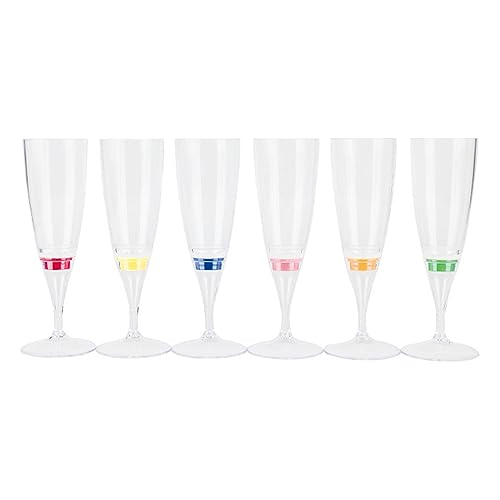 JISADER Copas de Champán para Tostar, Copas de Vino con Luz LED de Plástico para Suministros para Fiestas de Celebración de Bodas, 6 Uds.