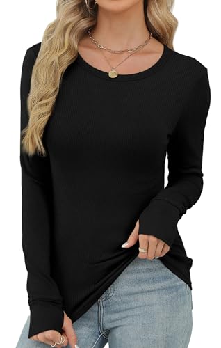 XIEERDUO Long Sleeve Thermal Shirt for Women Fleece Slim Fit Tops Crewneck Basic T-Shirts with Thumb Holes Fall Fashion 20252