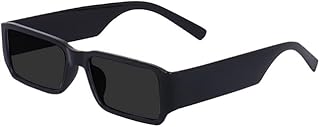 Legend Eyewear Rectangle Non-Polarized Sunglasses for Men Women,Trendy Retro 90s Narrow Square Frame Black Glasses UV400 P...