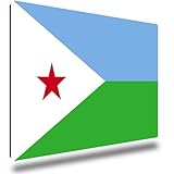 TRIOSK Kühlschrankmagnete Länderflaggen Magnet Flagge Dschibuti Länder Reise Souvenir Geschenk für Reiselustige Frauen Männer Weltenbummler Kühlschrank stark eckig groß 85x55 mm