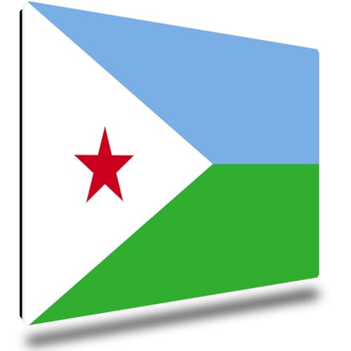 TRIOSK Kühlschrankmagnete Länderflaggen Magnet Flagge Dschibuti Länder Reise Souvenir Geschenk für Reiselustige Frauen Männer Weltenbummler Kühlschrank stark eckig groß 85x55 mm