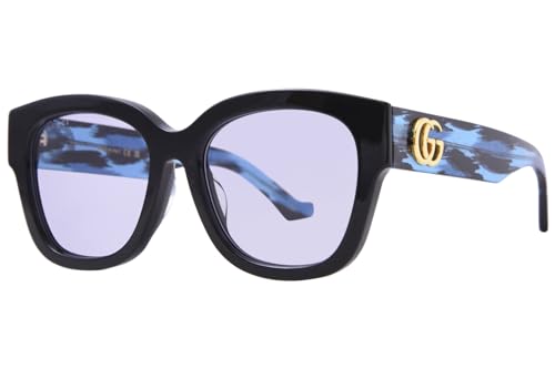 Gucci GG1550SK 003 Black-Blue Stripes/Violet Square Woman's Sunglasses, 54/18/150