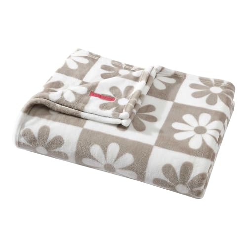Image of Betsey Johnson - Blanket, Ultra-Soft Plush Bedding, Warm & Cozy, Oversized Room Essentials (Daisy Check Brown, Full /Queen)