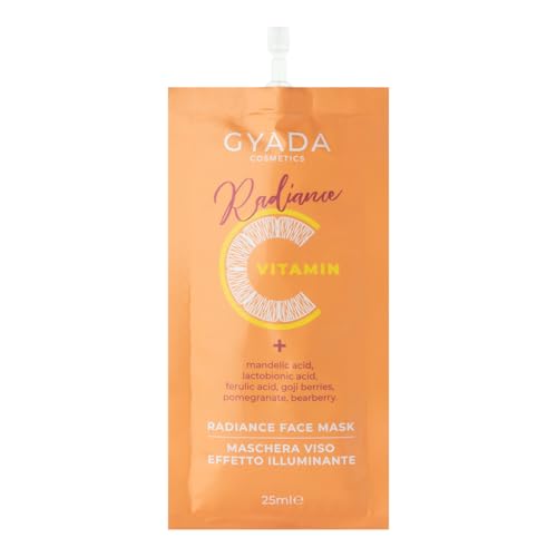 GYADA COSMETICS, Radiance Face Mask, Maschera Viso Illuminante, Idratante, Rende la Pelle Morbida, Levigata ed Elastica, Contrasta i Segni dell'Età e d'Espressione, a Base di Vitamina C, 25 ml