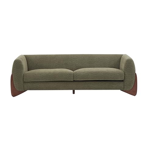 Image of Christopher Knight Home Almab 82 Inches Sofa Couch, Cozy Boucle Upholstered 3-Seater Sofa, Wood Frame Couch, Comfy Couches for Living Room and Office, Modern Soft Plush Sofa, Olive Green