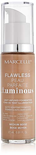 Marcelle Flawless Luminous Foundation, Medium Beige, Hypoallergenic and Fragrance-Free, 0.91 fl oz