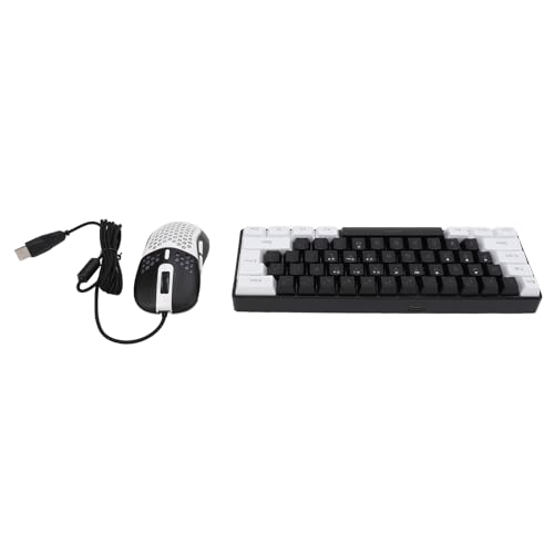 61 Klawiszy Podświetlana Klawiatura RGB z myszą, Przewodowa Klawiatura do Gier Wielokolorowa Podświetlana Diodami LED Przewodowa Klawiatura do Gier do Tabletu Laptopa (Czarna