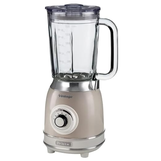 Ariete 583/03 Batidora De Vaso Vintage, 1000W, Jarra Vidrio 1.5 Litros, 4 Cuchillas Acero Inoxidable, 4 Velocidades, Función Pulse, Color Beige