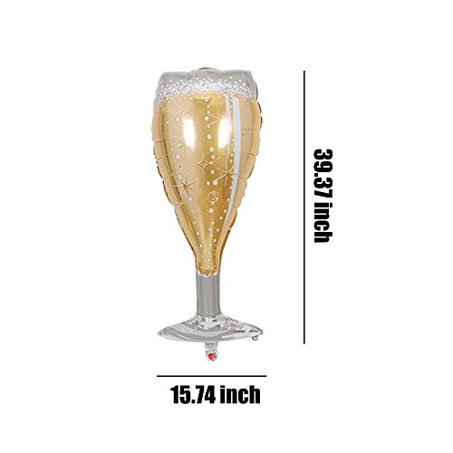 HORUIUS Champagne Bottle Balloons Champagne Glass Balloon Mylar Foil Balloons Birthday Engagement Bachelorette Party Bridal Shower Wedding Celebration Anniversary Decorations 4PCS - Image 5