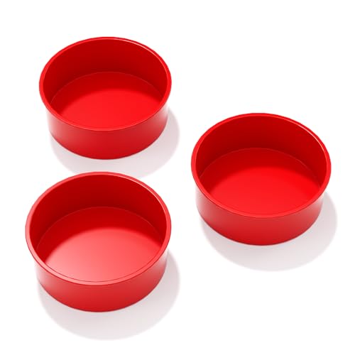 SOV Silicone round cake Pan, 6 inch Nonstick smash Pans for Layer, Smash, and Cheese Cakes, 3 packs
