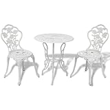 vidaXL Juego de Mesa y Sillas Bistro Jardín Aluminio Blanco Muebles de Patio