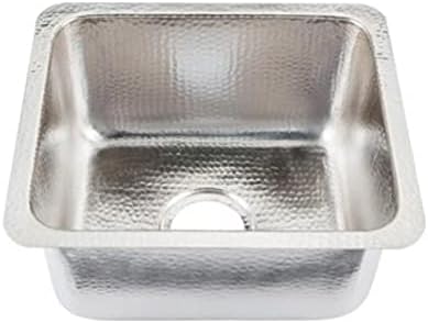 Thompson Traders KPU-1715BRN Brushed Nickel Como Square Hand Hammered Copper Prep-Sink Hammered Brushed Nickel