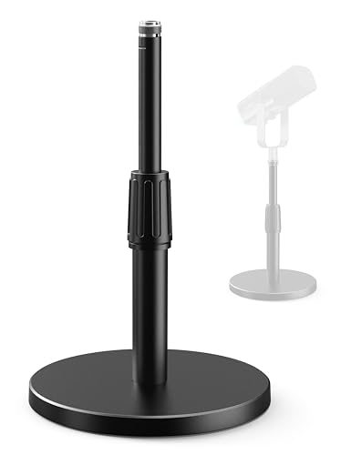 FIFINE Desktop Microphone Stand, Heavy-Duty Metal Adjustable Tabletop Mic Stand with 5/8" Male to 3/8" Female Screw Adapter, 4 Non-Slip Pads Compatible with Microphones for Recording, Streaming-BS1
