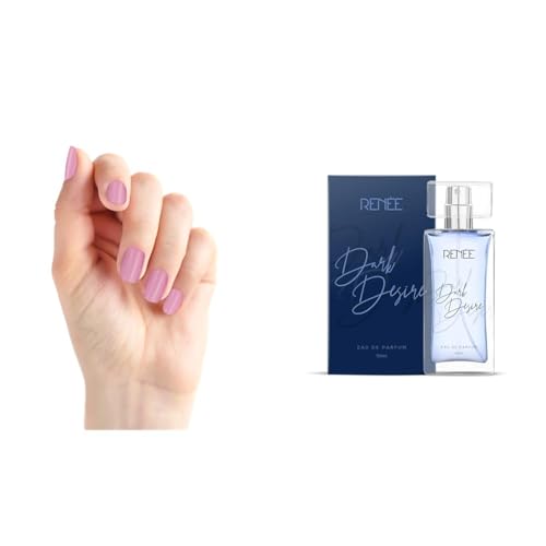 RENEE Stick On Nails BN 03| 24 Reusable Artificial Fake Nail Set| Lightweight & Long Lasting| E&RENEE Eau De Parfum Dark Desire 50ml Premium Long Lasting Luxury Perfume Scent for All Occasion