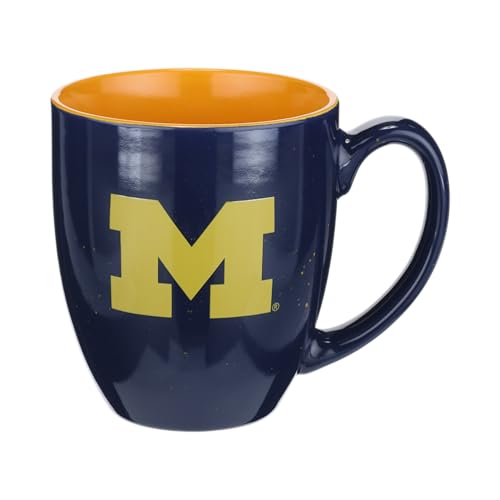 The Memory Company | Licensed NCAA 15oz Speckle Curved Mug with Logo University of Michigan