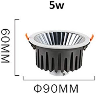 Recessed Black Round Lighting Led UnAdjustable Embedded Downlight Rotatable Recessed Household Bathroom COB Ceiling Panel Light Multiple Specifications Integrated (Color : 6000k, Size : 5w)