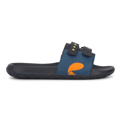 Image of CHUPPS Mi Ace Orange Navy Drift Orthopedic Slippers | Soft Footpharma Footbed | Breathable Ventilation Holes | Lightweight Flip Flops | Anti-Skid Chappals for Everyday For Mens