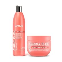Kativa Curly Plex Bundle Shampoo 8oz + Deep Conditioner 15oz | All Curls Types | Curl Definition & Reconstruction | With Nano-Bond Complex, Shea Butther & Flax Seed