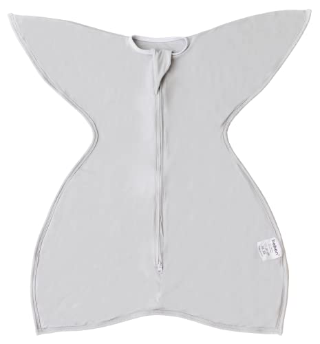 Image of bebon Transition Swaddle - Baby Wearable Blanket - Cozy Sleep Sack, Wrap with 2-Way Zipper - 95% Bamboo Viscose, 5% Spandex (CozyGrey, Medium 6-12 Month)