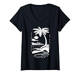 Photo Gallery donna isla holbox mexico - boho palm tree beach design maglietta con collo a v Photo Gallery donna isla holbox mexico - boho palm tree beach design maglietta con collo a v