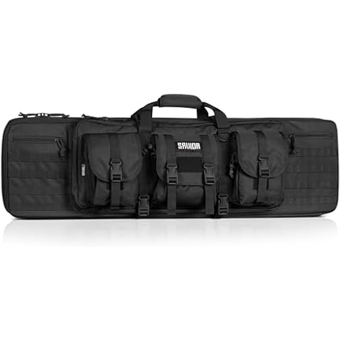 Savior Equipment American Classic Tactical Double Long Gun Bag Pistol Transportation Case w/Backpack Strap, 42 Inch Obsidian Black Cover