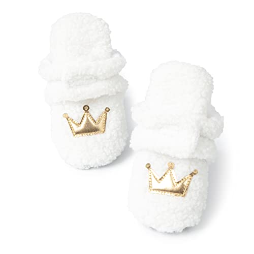 Image of ohsofy Newborn Baby Cotton Booties Stay On Slipper Winter Warm Soft Shoes Non-Skid Infant Ankle Boots Crib Shoes
