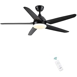 Lampara Araña Negra Leroy Merlin CJOY Ventiladores de Techo, Ventilador de Techo con Luz Silencioso, Lampara Ventilador Techo Dormitorio y Mando a Distancia, Ø132 cm, 3 Temperatura de Color, 3 Velocidades, Temporizador, Negro