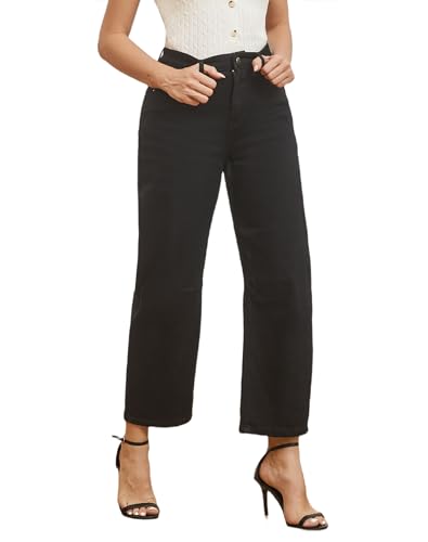 Women’s Barrel Jeans Wide Leg High Waisted Stretchy Cropped Denim Jeans Baggy Ankle Pants3