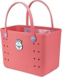 Buoy Tote Bag - Large Beach Tote Bags for Women, Nurse, Teacher - Rubber Waterproof Sandproof For Pool, Concerts, Weekend Travel, Coral